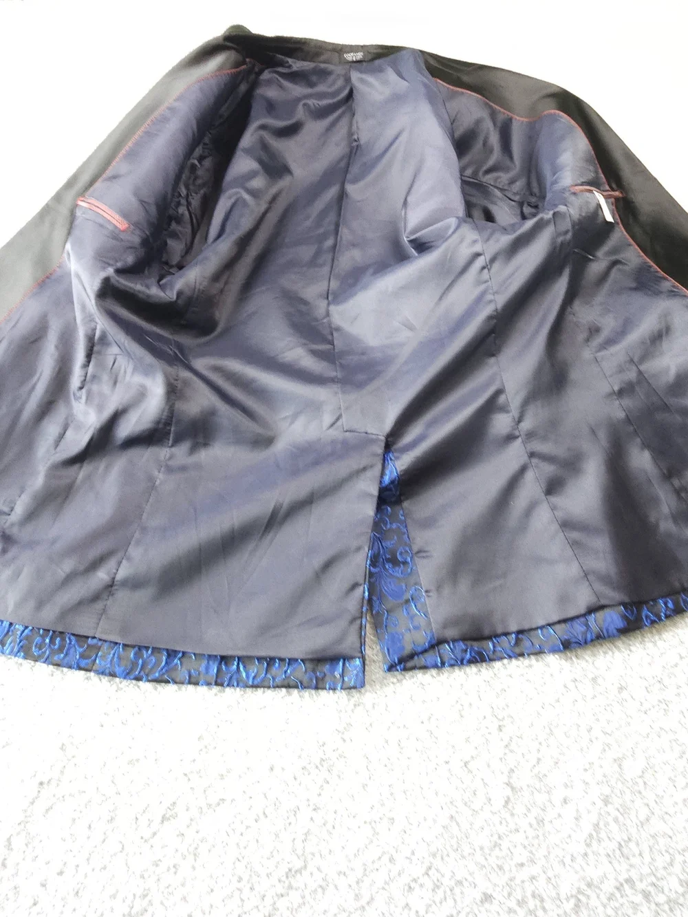 Royal Blue Floral Jacquard Tuxedo Jacket with Black Satin Lapel